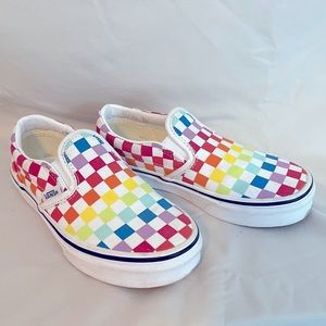 Rainbow Checkered Vans size 13.
